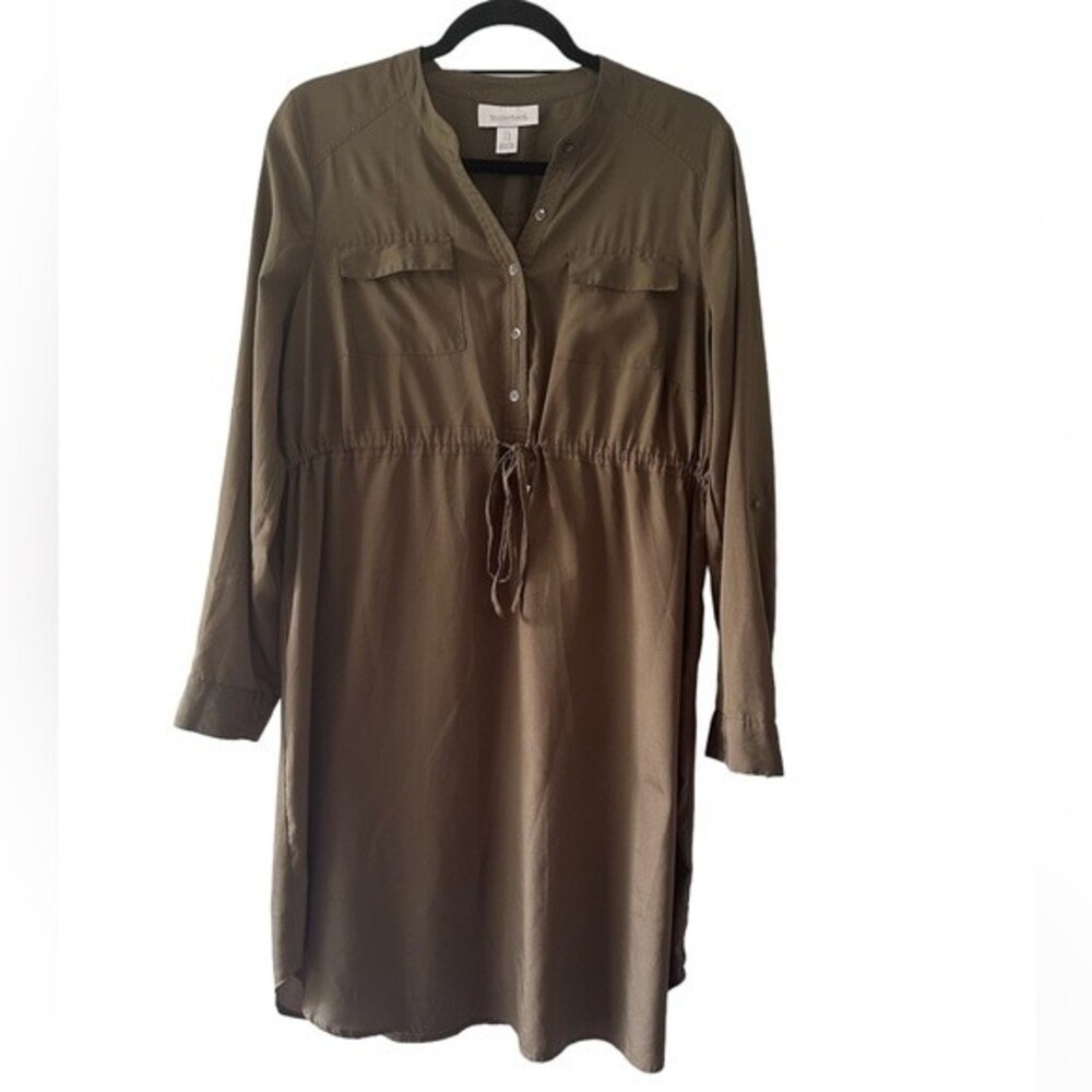 Motherhood Olive Green Long Sleeve Dress Size L - Picture 2 of 7